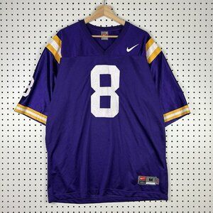 LSU Tigers Y2K Nike Football Jersey Large Men #8 Purple Gold Mesh Y2K Louisiana
